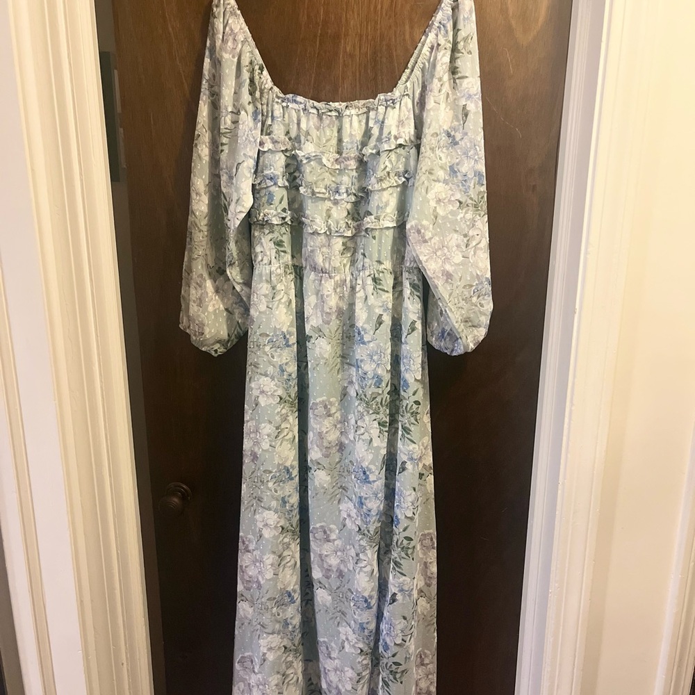 Baltic Born Blue Floral Ruffle Dress